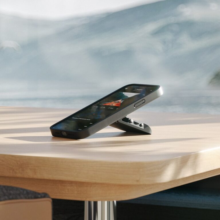 A cell phone on a table Description automatically generated with medium confidence